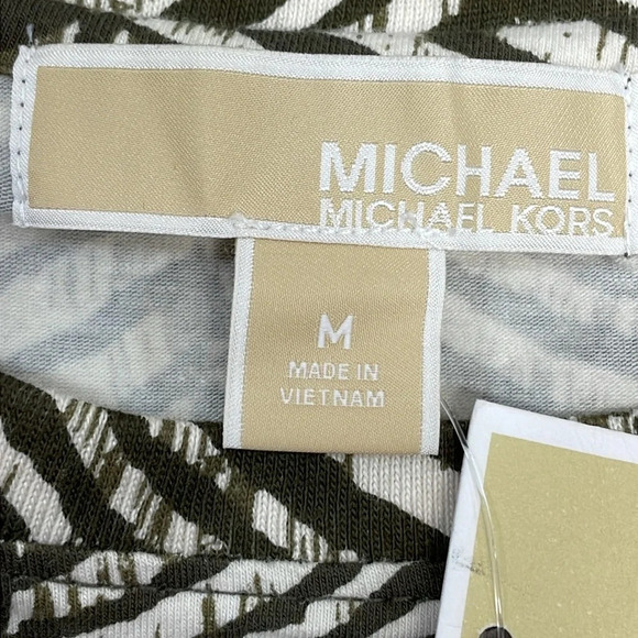 NWT MICHAEL Michael Kors Long Sleeve Zebra Print Bling Logo Top M - Picture 12 of 16
